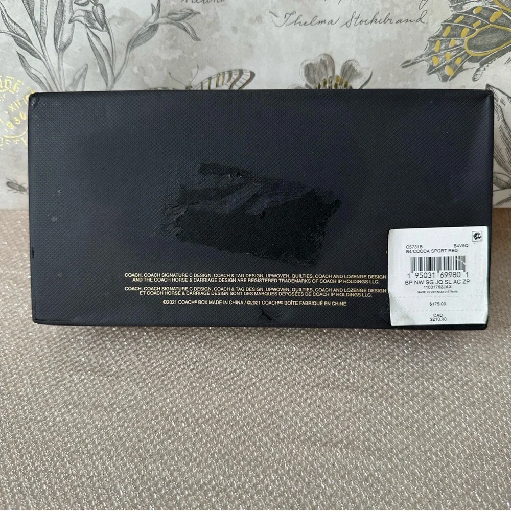 Coach Sport Red and Cocoa Brown Signature Jacquard Zip Accordion Wallet C5731B